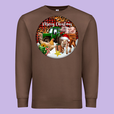 Merry Christmas Farm Animals Premium Sweatshirt Designed By Fadigitalartstudio