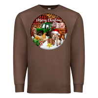 Chestnut Merry Christmas Farm Animals Premium Sweatshirt - FaDigitalArtStudio