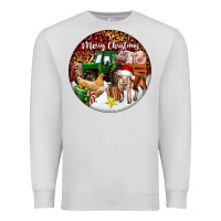 Dove Grey Merry Christmas Farm Animals Premium Sweatshirt - FaDigitalArtStudio