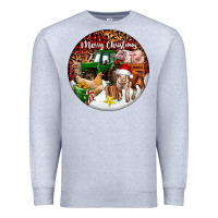 Heather Grey Merry Christmas Farm Animals Premium Sweatshirt - FaDigitalArtStudio