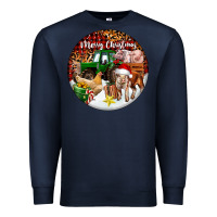 Navy Merry Christmas Farm Animals Premium Sweatshirt - FaDigitalArtStudio