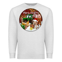 Oatmeal Heather Merry Christmas Farm Animals Premium Sweatshirt - FaDigitalArtStudio