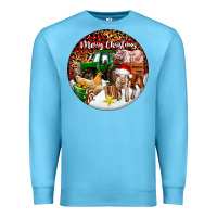 Ocean Blue Merry Christmas Farm Animals Premium Sweatshirt - FaDigitalArtStudio