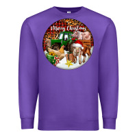Purple Merry Christmas Farm Animals Premium Sweatshirt - FaDigitalArtStudio