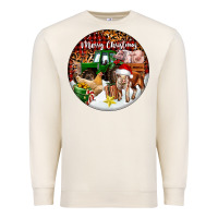 Sandshell Merry Christmas Farm Animals Premium Sweatshirt - FaDigitalArtStudio