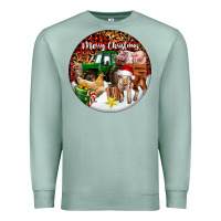 Seafoam Merry Christmas Farm Animals Premium Sweatshirt - FaDigitalArtStudio