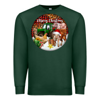 Sports Green Merry Christmas Farm Animals Premium Sweatshirt - FaDigitalArtStudio
