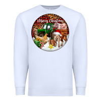 White Merry Christmas Farm Animals Premium Sweatshirt - FaDigitalArtStudio
