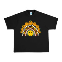 Black fall smiley face groovy rainbow Urban Heavy Tee - BarkalooDesign