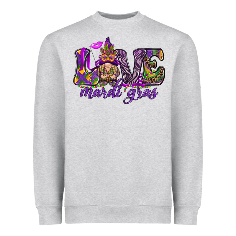 Love Mardi Gras With Gnome Heavyweight Sweatshirt by HowdyJamesFarm | Teevron