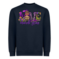 Navy Love Mardi Gras with gnome Heavyweight Sweatshirt - HowdyJamesFarm