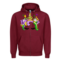 Burgundy unicorn mardi gras olivia Zipper Hoodie - OliviaCreatesArt
