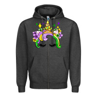 Charcoal Heather unicorn mardi gras olivia Zipper Hoodie - OliviaCreatesArt