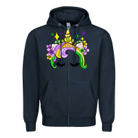 Navy unicorn mardi gras olivia Zipper Hoodie - OliviaCreatesArt