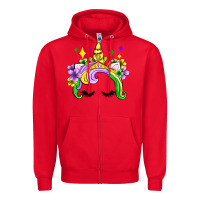 Red unicorn mardi gras olivia Zipper Hoodie - OliviaCreatesArt
