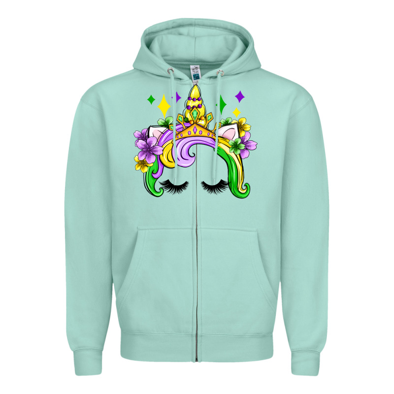 Unicorn Mardi Gras Olivia Zipper Hoodie by OliviaCreatesArt | Teevron