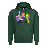 Sports Green unicorn mardi gras olivia Zipper Hoodie - OliviaCreatesArt