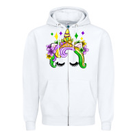 White unicorn mardi gras olivia Zipper Hoodie - OliviaCreatesArt