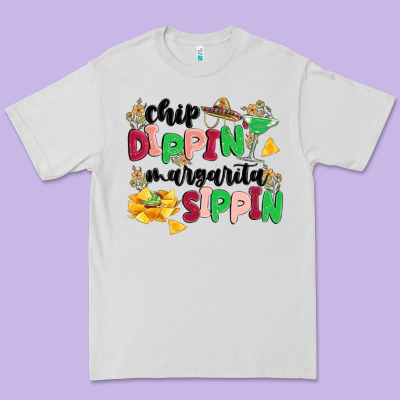 Chip Dippin' Margarita Sippin Premium Tee Designed By Maliassmallbusiness