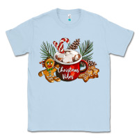 Dusty Blue christmas vibes hot cocoa Classic Tee - LillyAllenDesigns