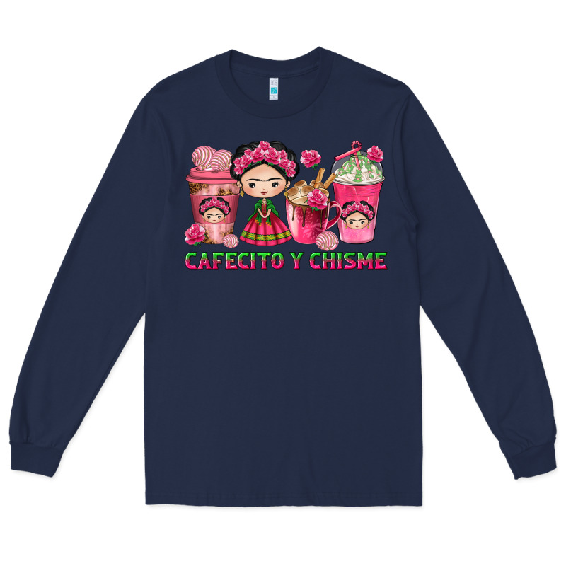Cafecito Y Chisme With Coffee Cups Long Sleeve Tee by texasbilliewilder | Teevron