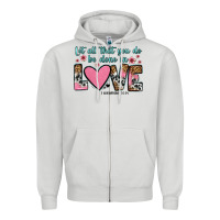 Dove Grey let all that you do be done in love Zipper Hoodie - OliviaCreatesArt