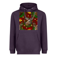 Plum christmas deer and bell seamless pattern Heavyweight Hoodie - BundleAndBundleShop