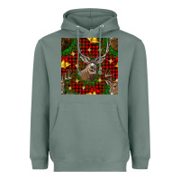 Sage christmas deer and bell seamless pattern Heavyweight Hoodie - BundleAndBundleShop