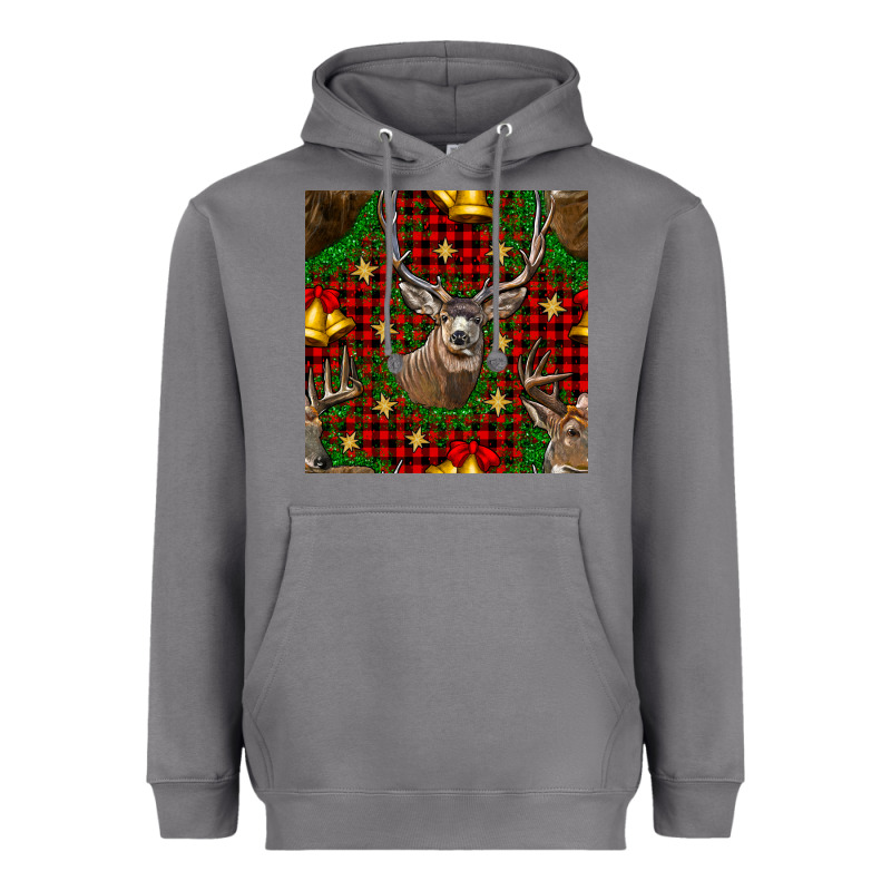 Christmas Deer And Bell Seamless Pattern Heavyweight Hoodie by BundleAndBundleShop | Teevron