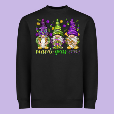 Mardi Gras Crew With Gnomies Heavyweight Sweatshirt Designed By Howdyjamesfarm