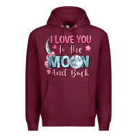 Burgundy I love you to the moon and back Valentine's Day Premium Hoodie - FaDigitalArtStudio