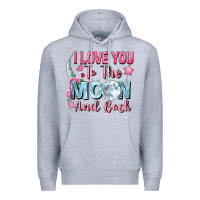 Heather Grey I love you to the moon and back Valentine's Day Premium Hoodie - FaDigitalArtStudio