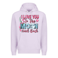 Lilac I love you to the moon and back Valentine's Day Premium Hoodie - FaDigitalArtStudio