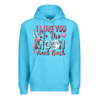 Ocean Blue I love you to the moon and back Valentine's Day Premium Hoodie - FaDigitalArtStudio