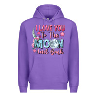 Purple I love you to the moon and back Valentine's Day Premium Hoodie - FaDigitalArtStudio