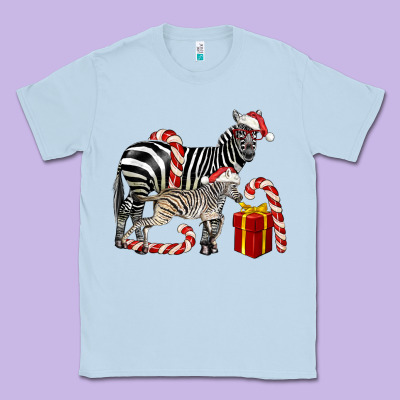 Christmas Zebra Baby And Mama Classic Tee Designed By Lillyallendesigns