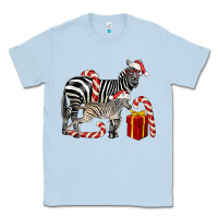 Dusty Blue Christmas Zebra Baby And Mama Classic Tee - LillyAllenDesigns