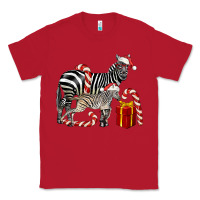 Red Christmas Zebra Baby And Mama Classic Tee - LillyAllenDesigns