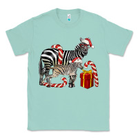 Seafoam Christmas Zebra Baby And Mama Classic Tee - LillyAllenDesigns