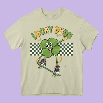 Lucky Dude Heavy Core Tee Designed By Maliassmallbusiness