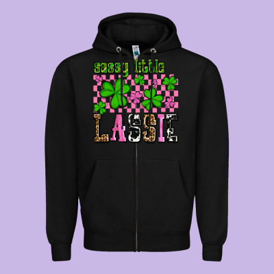 St. Patrick's Day Sassy Little Lassie Zipper Hoodie Designed By Oliviacreatesart