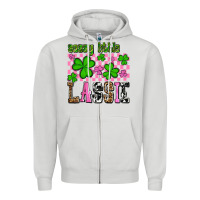 Dove Grey St. Patrick's Day Sassy little lassie Zipper Hoodie - OliviaCreatesArt