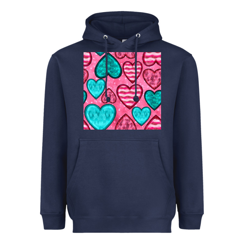 Valentines Day Hearts Seamless Pattern Heavyweight Hoodie by BundleAndBundleShop | Teevron