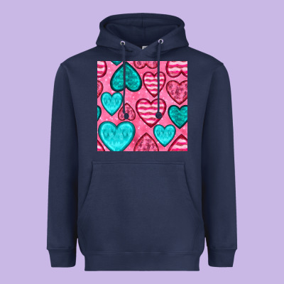Valentines Day Hearts Seamless Pattern Heavyweight Hoodie Designed By Bundleandbundleshop