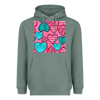 Sage valentines day hearts seamless pattern Heavyweight Hoodie - BundleAndBundleShop