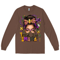 Chestnut mardi gras mama messy bun Long Sleeve Tee - texasbilliewilder