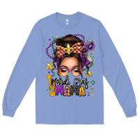 Colony Blue mardi gras mama messy bun Long Sleeve Tee - texasbilliewilder