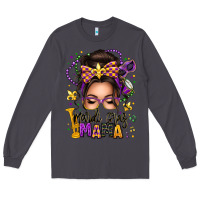 Smoke mardi gras mama messy bun Long Sleeve Tee - texasbilliewilder