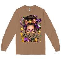 Toasted Coconut mardi gras mama messy bun Long Sleeve Tee - texasbilliewilder
