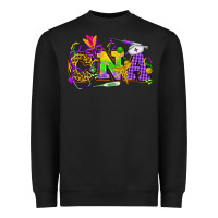 Black Mardi Gras CNA Nurse Heavyweight Sweatshirt - HowdyJamesFarm